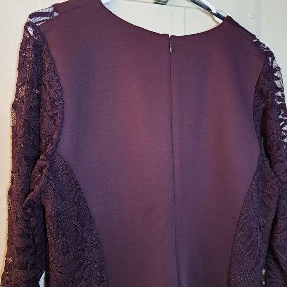 NEW Kelvin Clein Purple Lace Sleeve Sheath Dress Plus Size 16W Evening - Picture 13 of 13